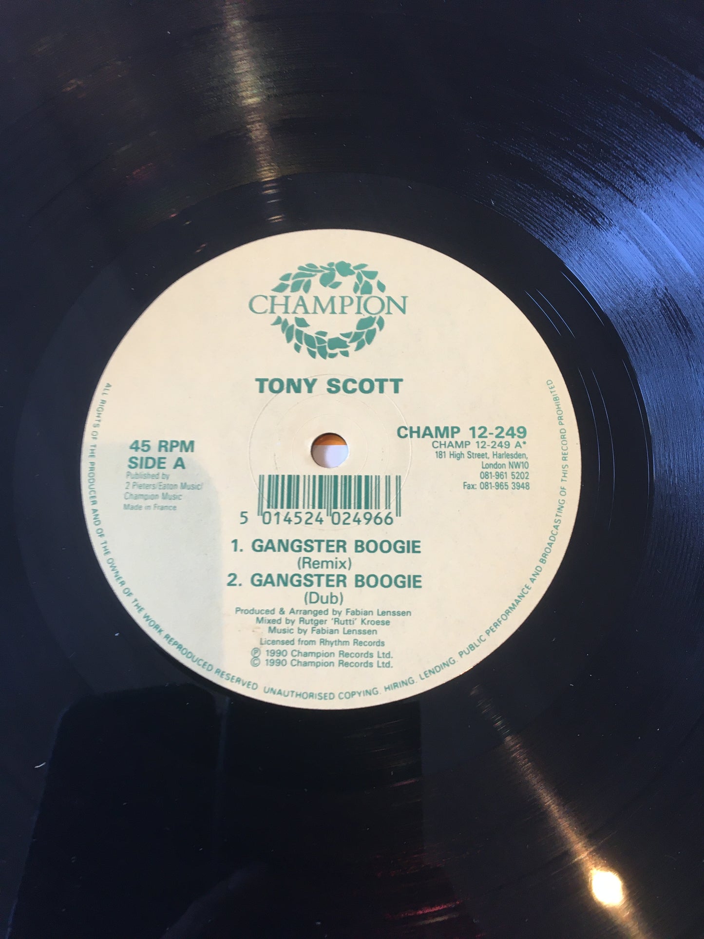 TONY SCOTT 12” Gangster Boogie