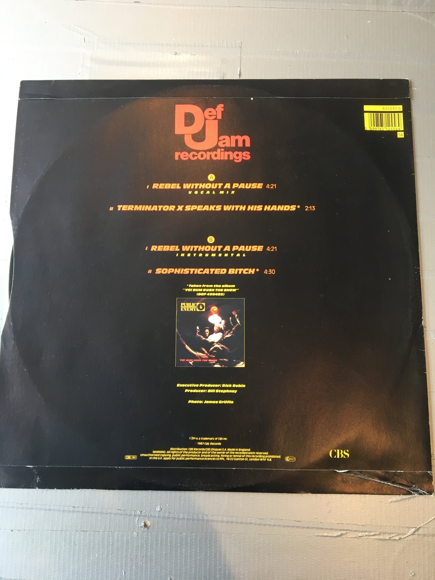 PUBLIC ENEMY 12”REBEL WITHOUT A PAUSE