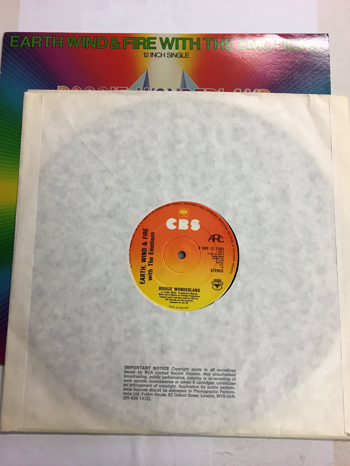 Earth Wind & Fire with The Emotions 12” Boogie Wonderland Disco