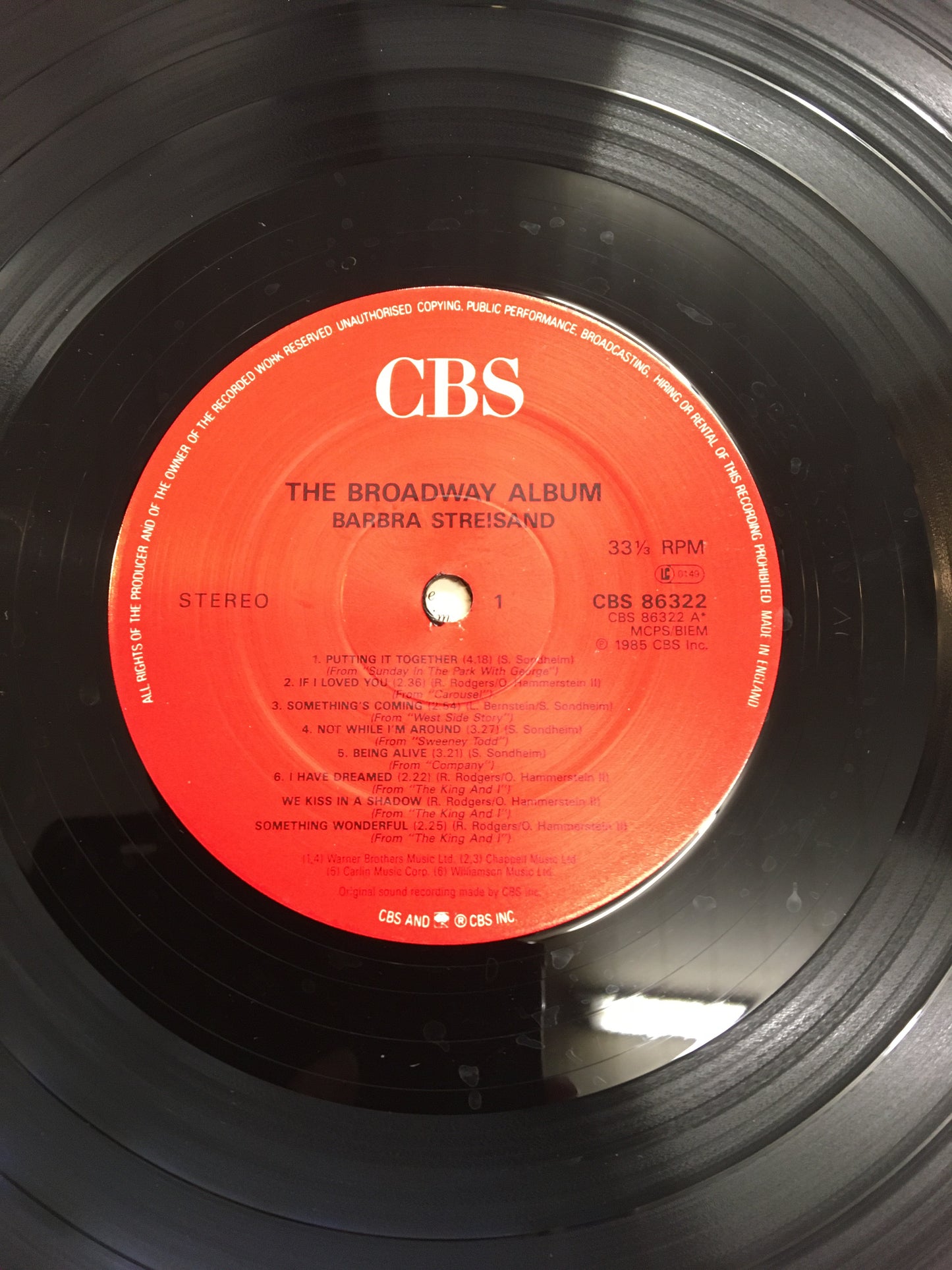 BARBRA STREISAND LP ; THE BROADWAY ALBUM