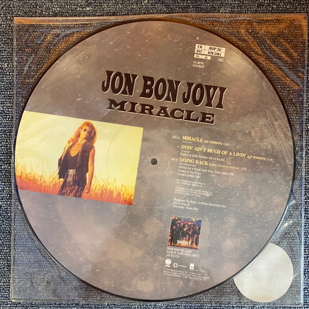 BON JOVI: MIRACLE LIMITED EDITION 12" PICTURE DISC VINYL (1990)