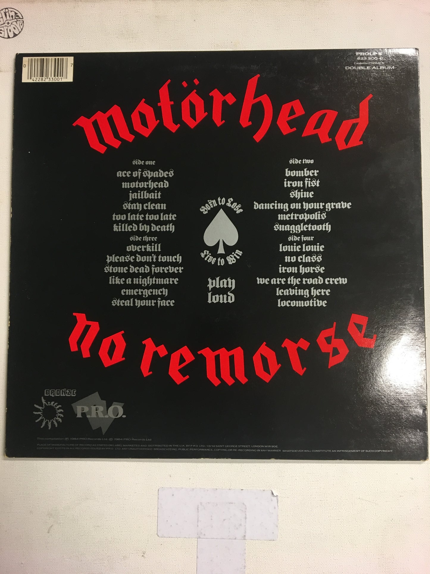 MOTORHEAD LP NO REMORSE