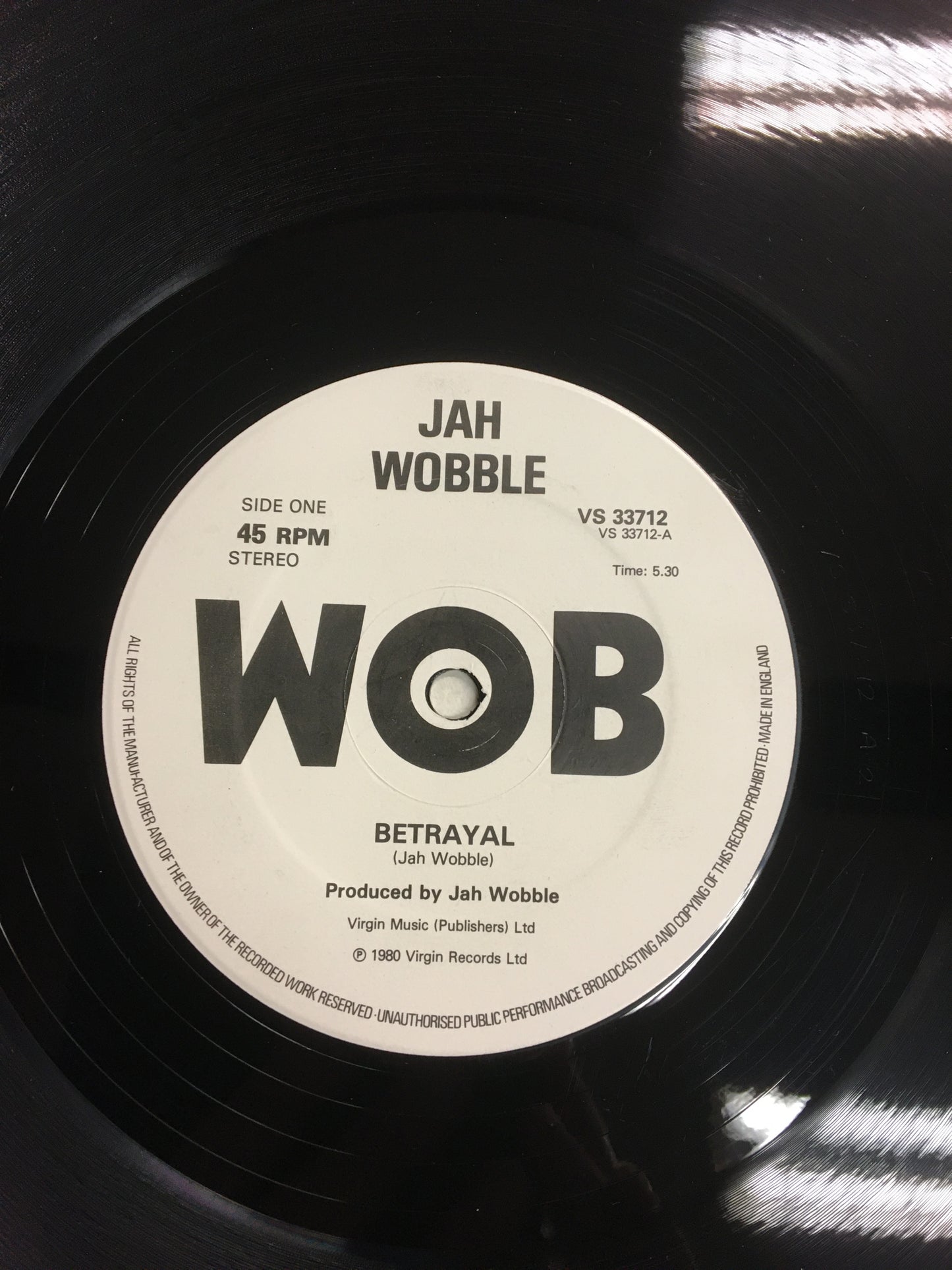 JAH WOBBLE 12” BETRAYAL