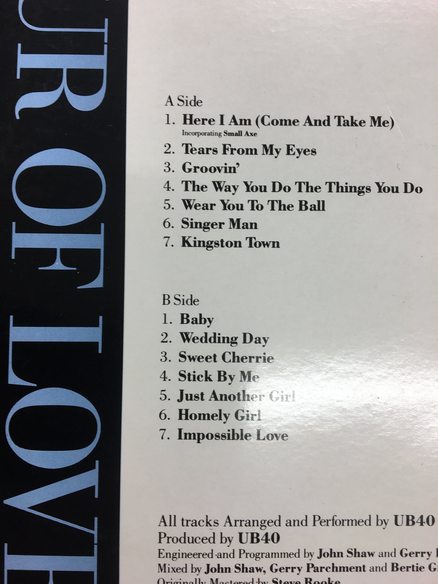 UB40: LABOUR OF LOVE II 1LP VINYL RECORD (1989)
