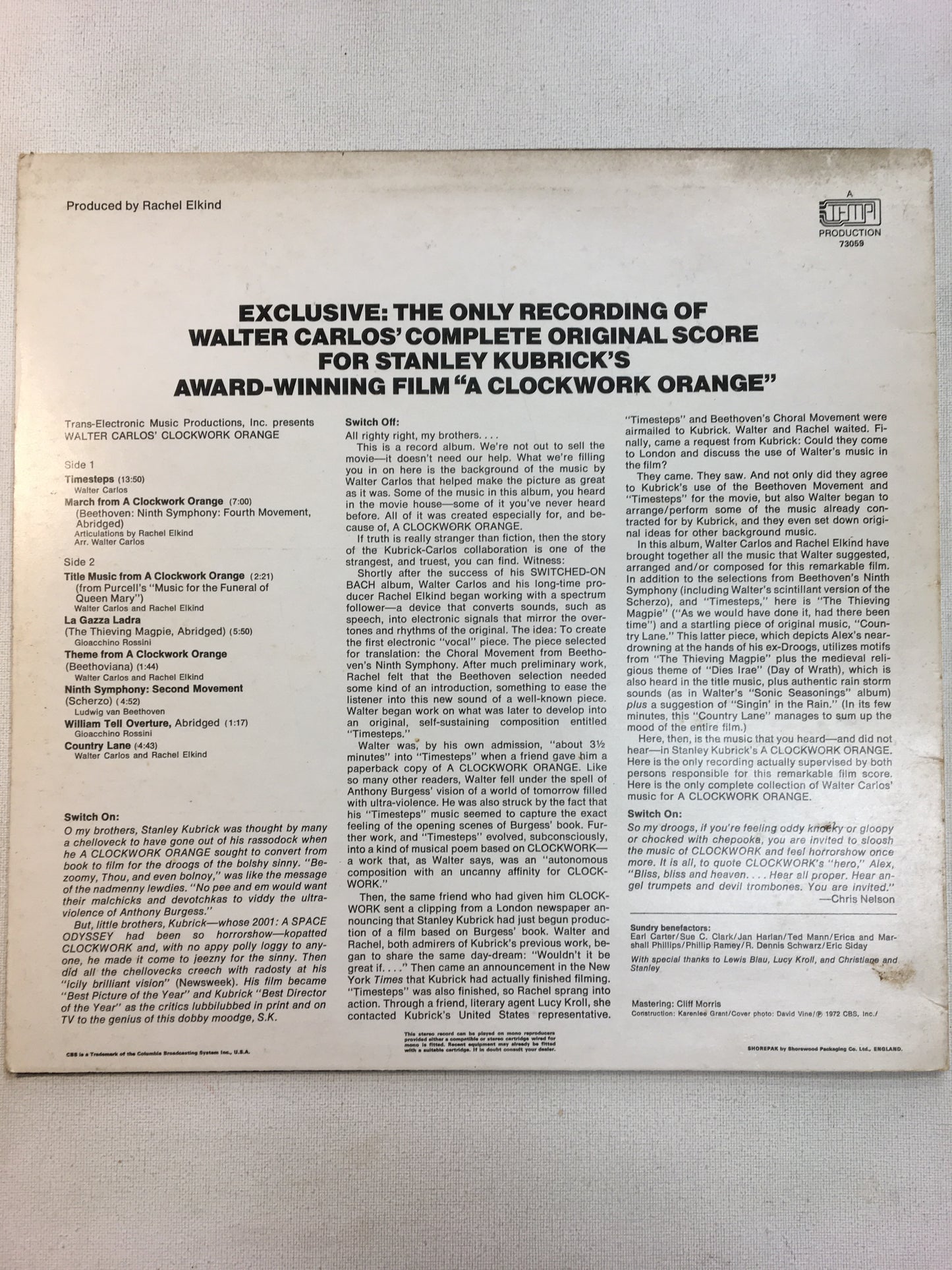WALTER CARLOS’ CLOCKWORK ORANGE LP