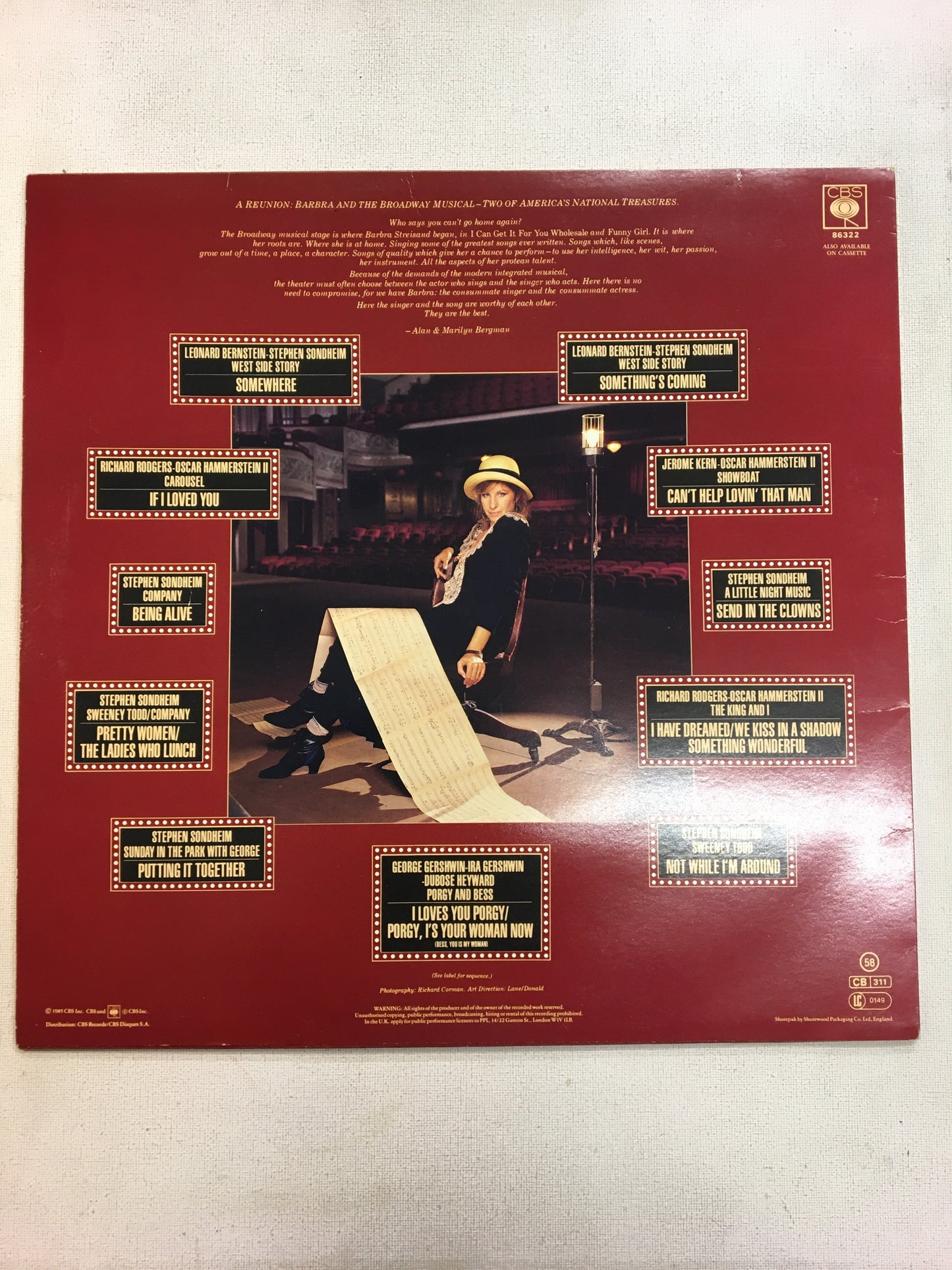 BARBRA STREISAND LP ; THE BROADWAY ALBUM