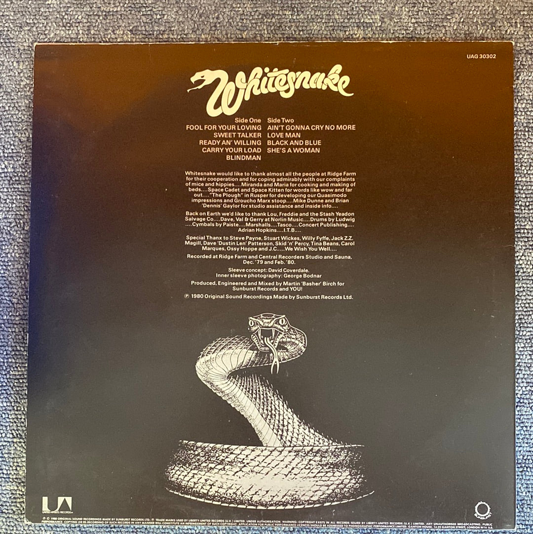 WHITESNAKE: READY AN' WILLING 1LP VINYL RECORD (1980)