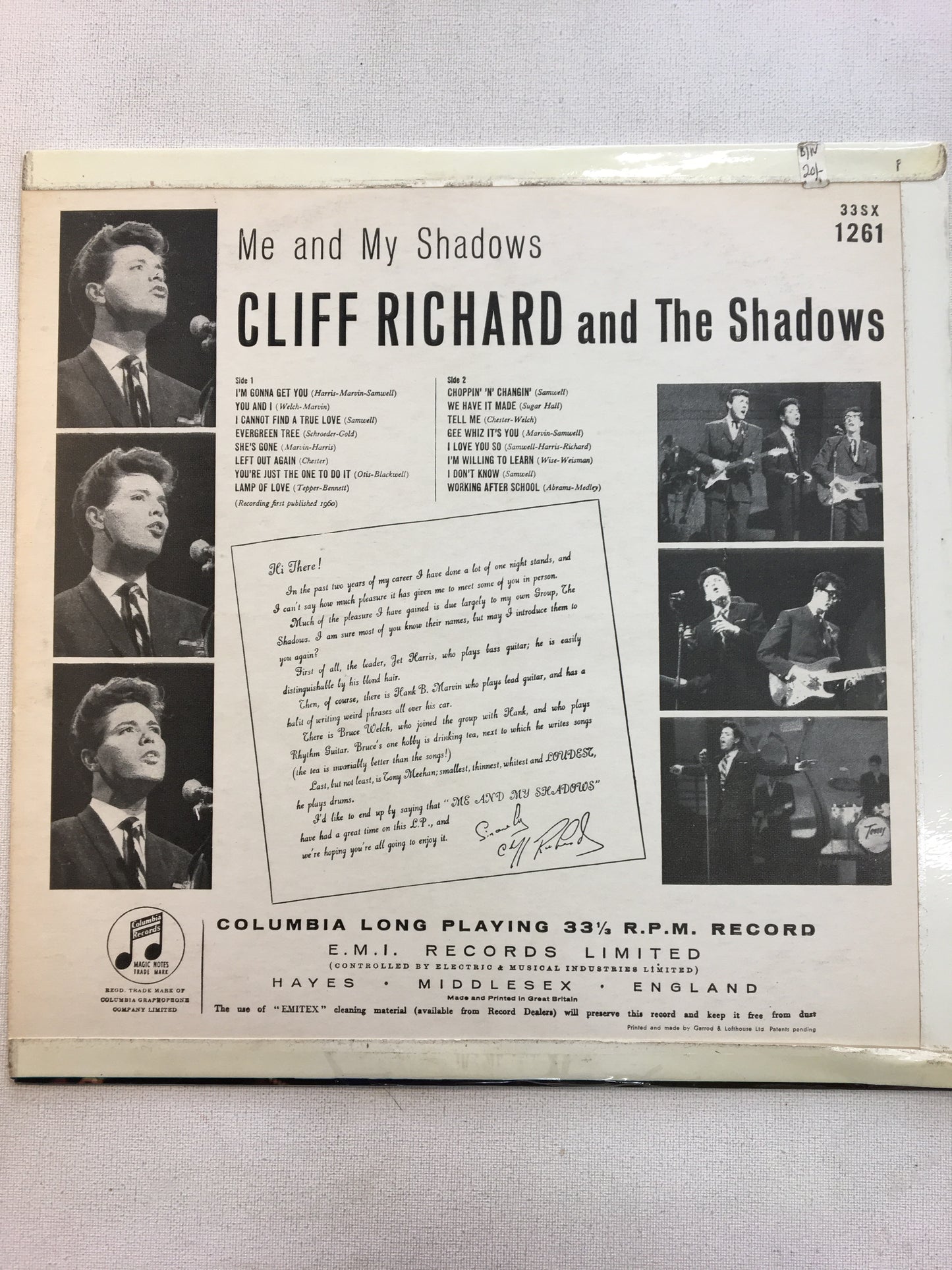CLIFF RICHARD LP ; ME AND MY SHADOWS